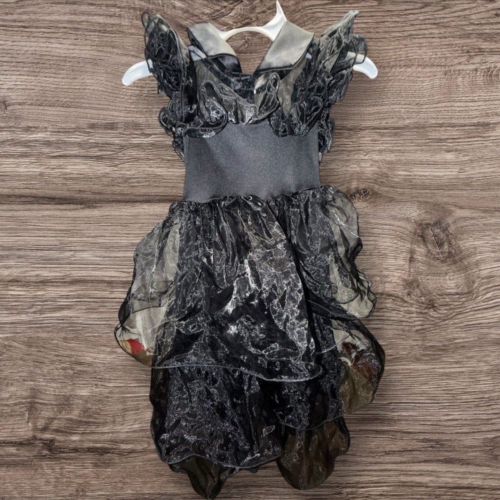 Wednesday Addams Black Ruffle Dress Costume Size 5 With Battery Operated Thing - Picture 2 of 7